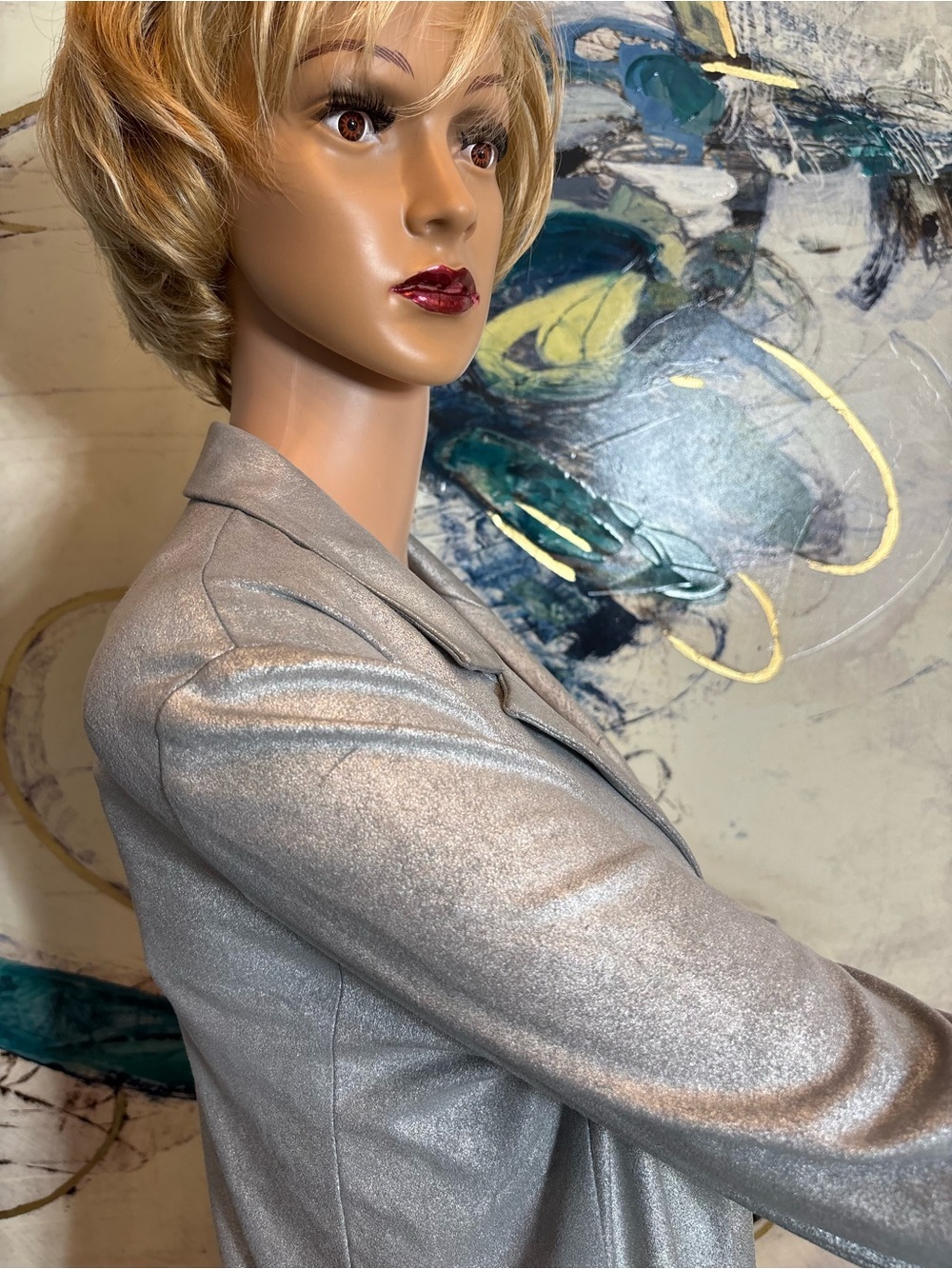 Zara Silver Metallic Blazer Jacket R1 - Picture 8 of 16